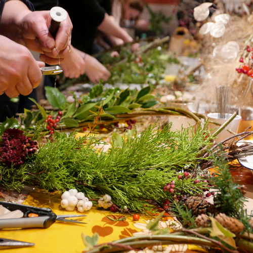 Christmas wreath making